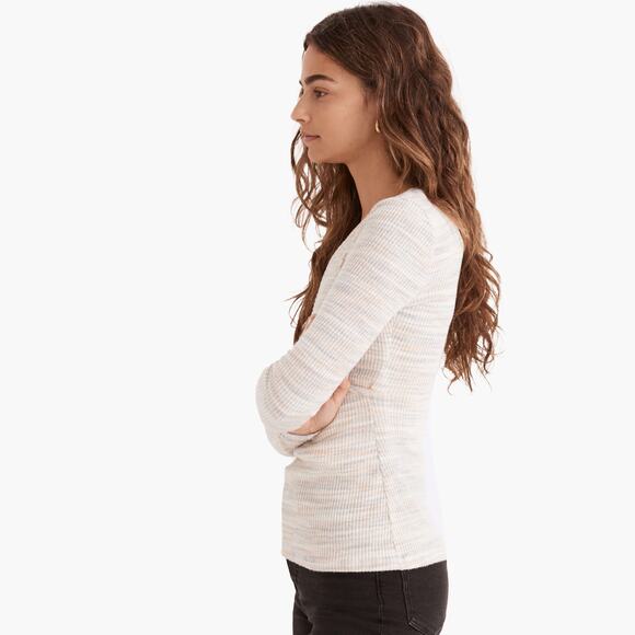 Madewell Cream Long Sleeve Wrap Top - Picture 2 of 6